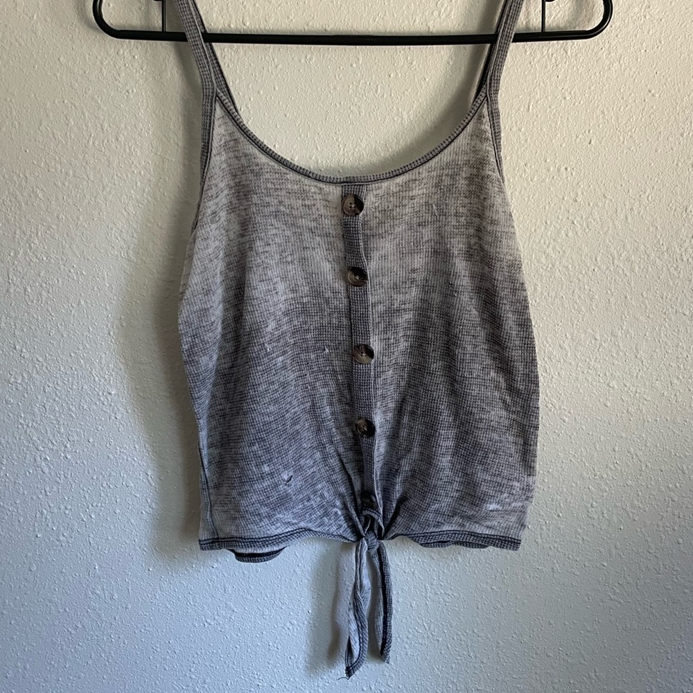 American Eagle Tank Top Button Down Tie Heather Grey Women’s Size S